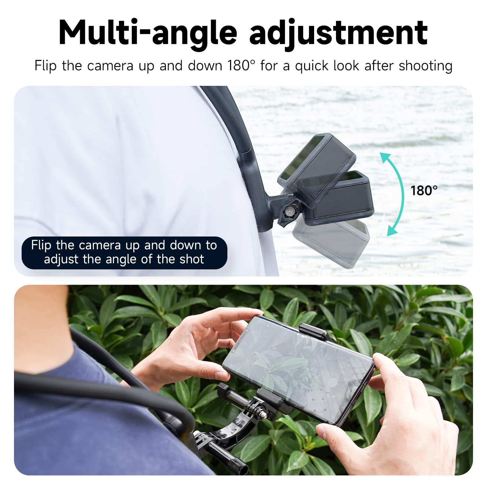 Telesin� Se Neck Mount Necklace With Phone Holder, Chest Backpack Pov Selfie Video Vlog Lanyard Strap Attach For Gopro 12 11 10 9 8 Insta360 X3 X4 Go3 Ace Pro Dji Action 3 4 Osmo Pocket 3 Accessories